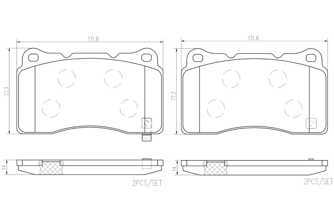 P28106N – BREMBO Brake Pad, Ceramic Set Of 4 With Brake Lubricant/ Pad Wear Sensor/ Mounting Hardware